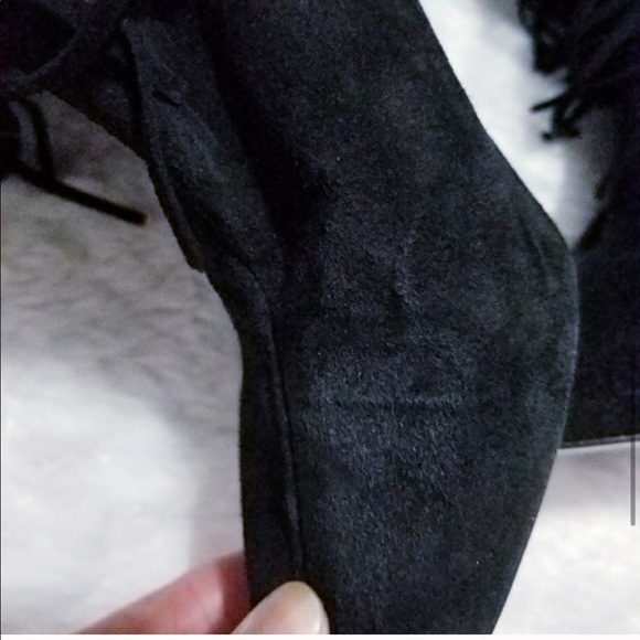 Zara Fringed Leather Suede Heels Ankle /Booties - Picture 7 of 8